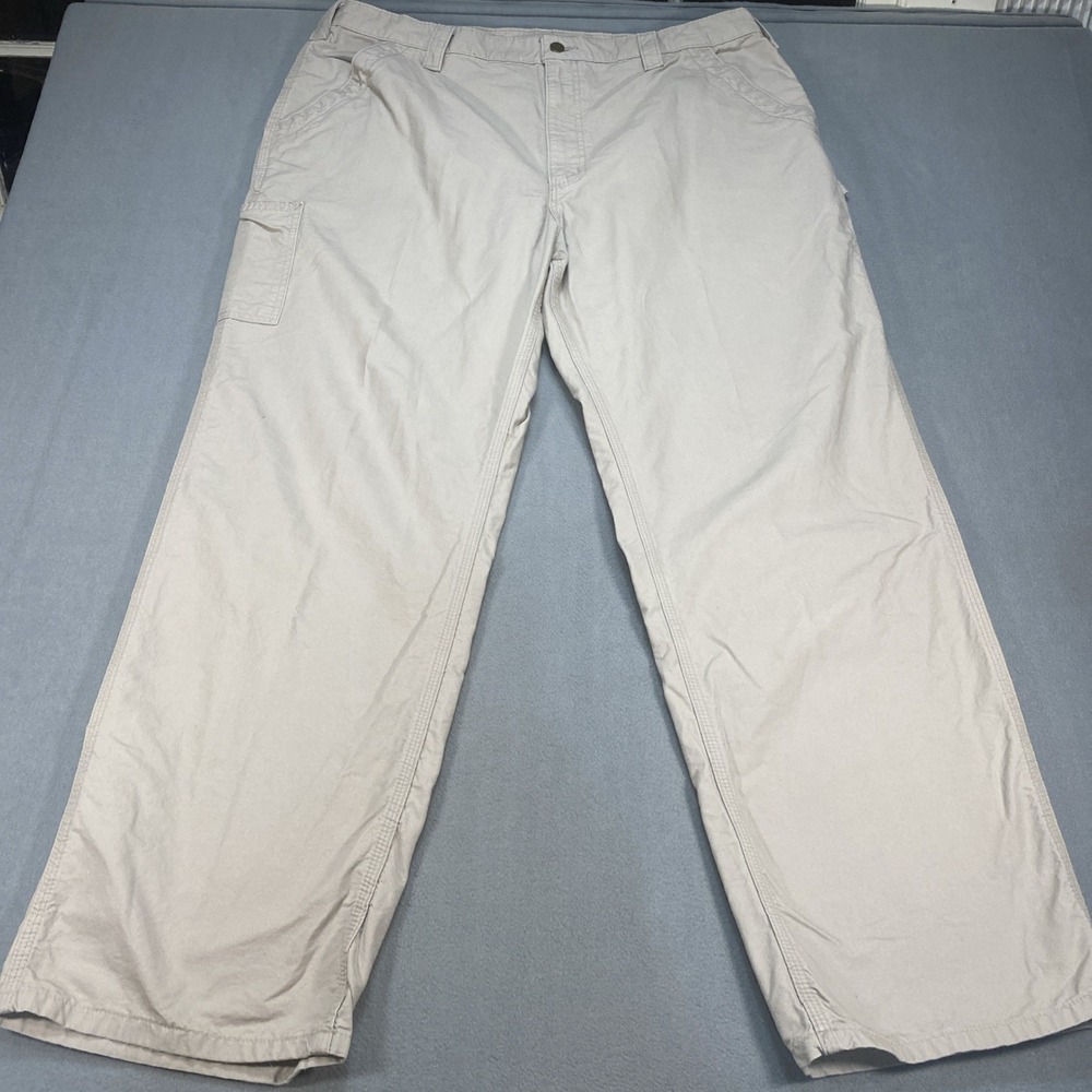 Carhartt Men's Original Fit 42x32 Carpenter Pants Tan Canvas Workwear B151 Read